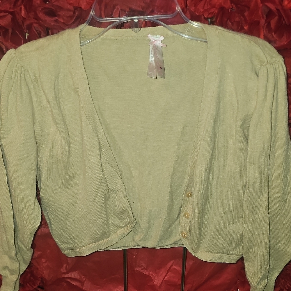 Derek Heart Girls Beige Crop Cardigan Lt. Sweater with Button Details Size Large